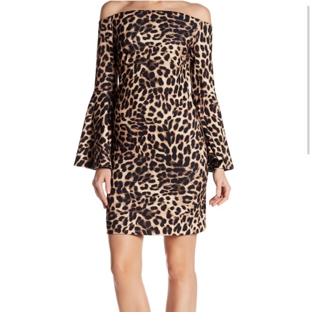 NWT! Vince Camuto small leopard off shoulder dress